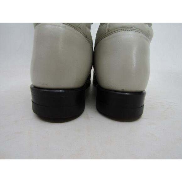 JUSTIN Womens Size 6 C Wide Width White Leather Laces Kilt Cowboy Western Boots - Picture 8 of 11